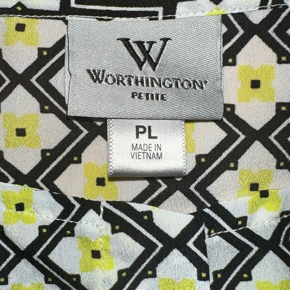 Worthington Petite Blouse  Geometric Sleeveless Multicolor Women's Top PL - Picture 2 of 4